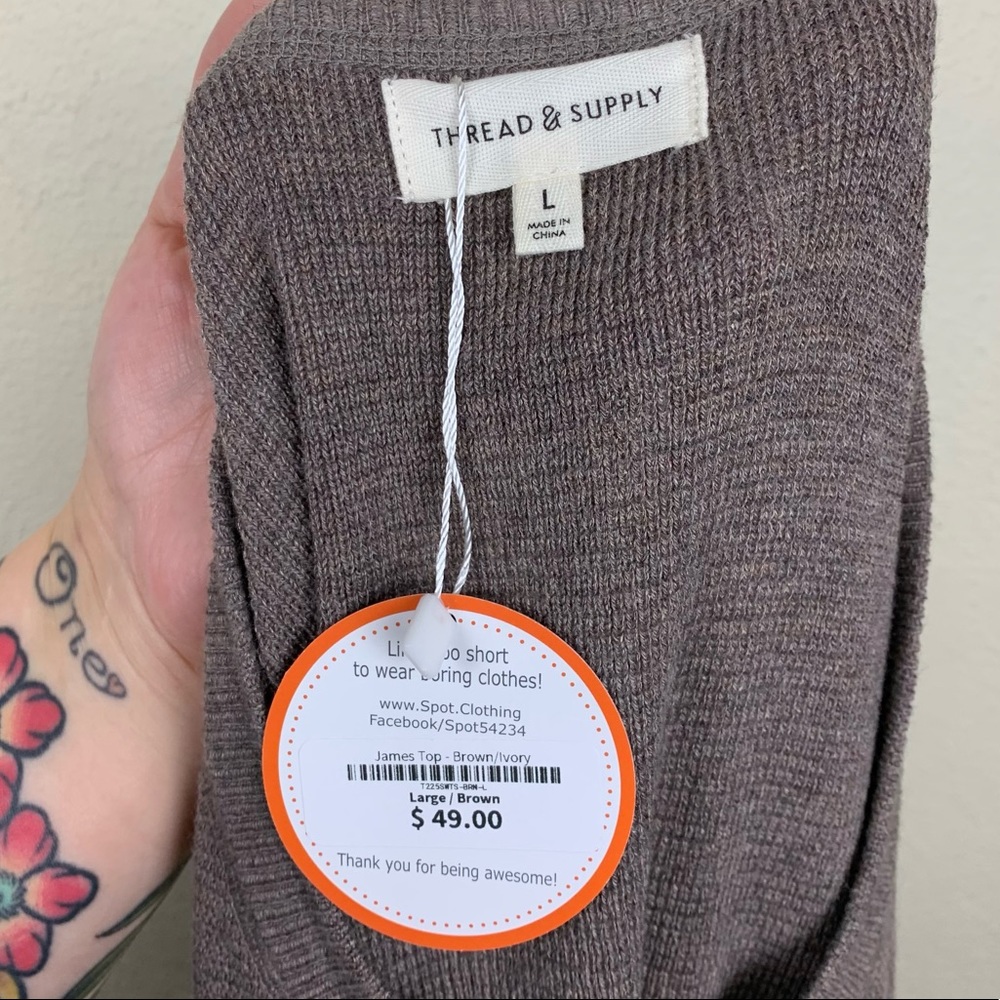 Thread & Supply Brown Striped Comfy James Top NWT - Picture 4 of 7